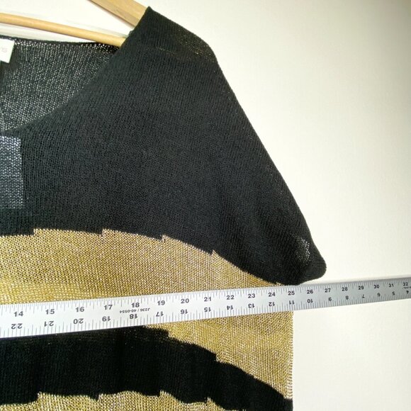 NWT Chicos Jazzy Jessica Pullover Sweater Gold Black Stripe XL Size 3 Lightning - Picture 10 of 12